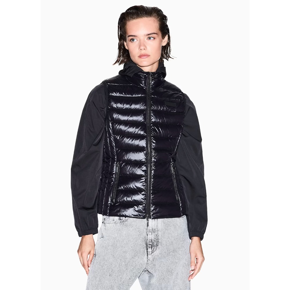 Armani Exchange Slim-Fit Down Puffer Vest in Black Women Small Designer NWT $140
